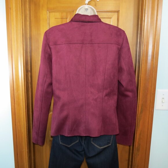 KUT From The Kloth Moto Jacket Faux Suede Burgundy Zip Size Medium - Picture 6 of 10
